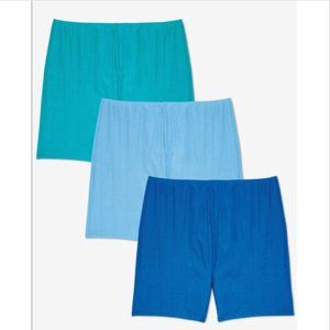 Comfort Choice Womens 3 Pack Vibrant Blue Cotton Bloomers Plus Size 10 3x 24 26